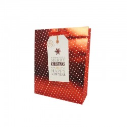 12 petits sacs cadeaux rouges brillants motif pois blancs 12x7x15.5cm - 12134