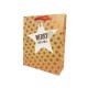 12 sacs cadeaux beige kraft motif flocons de neige rouges 17.5x8x23.5cm - 12140