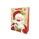 Lot de 12 sacs cadeaux motif Papa Noël et peluches rouge pailleté 26x10x32cm - 12158