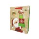 Lot de 12 sacs cadeaux motif Papa Noël et cadeaux rouge pailleté 26x10x32cm - 12161