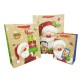 12 grands sacs cadeaux beiges motif Père Noël et peluches 31x12x40cm