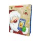 12 grands sacs cadeaux beiges motif Père Noël et smartphone 31x12x40cm - 12164