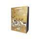 Lot de 12 sacs cadeaux dorés motif rennes argentés et blancs 26x10x32cm - 12216