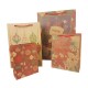 12 sacs papier kraft rouge motif boules de noël et fleurs 15x6x20cm