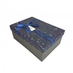 Boîte cadeaux de couleur grise et bleu nuit motif terrazzo doré 21x14x8cm