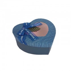 Petite boîte cadeaux en forme de coeur bleu nuit avec fenêtre 14x16x6cm