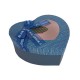 Grande boîte cadeaux à fenêtre en forme de coeur couleur bleu nuit 20x22x9cm
