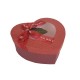 Boîte cadeaux à fenêtre en forme de coeur rouge bordeaux 17x18.5x7.5cm