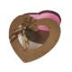 Boîte cadeaux à fenêtre en forme de coeur marron chocolat 17x18.5x7.5cm