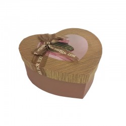Boîte cadeaux à fenêtre en forme de coeur marron chocolat 17x18.5x7.5cm