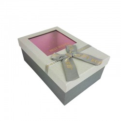 Boîte cadeaux à fenêtre de couleur gris foncé et gris clair 21x14x8cm