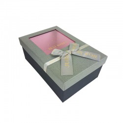 Boîte cadeaux bicolore à fenêtre noire et grise 19x12x7cm