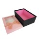 Boîte cadeaux bicolore à fenêtre noire et rose 19x12x7cm