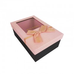 Boîte cadeaux bicolore à fenêtre noire et rose 19x12x7cm