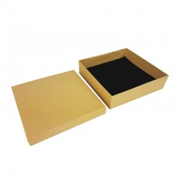 6 boîtes à bijoux kraft brun naturel pour parures intérieur noir 15x15x4cm