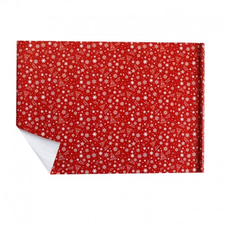 Lot de 2 rouleaux de papier cadeaux rouge motif étoiles et flocons de noël blancs 70x100cm