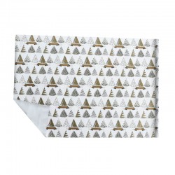 Lot de 2 rouleaux de papier cadeaux blancs motif sapins de noël dorés 70x100cm