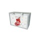 6 petites boîtes transportables gris argenté motif botte rouge brillant 18x9x12cm