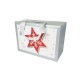 6 grandes boîtes transportables gris argenté motif étoile rouge brillant 27x13x20cm