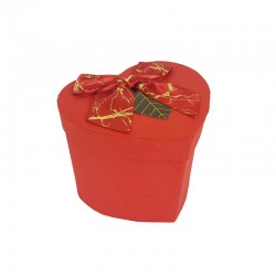 Petite boîte cadeaux coeur rouge avec noeud ruban marbré doré 12.5x14.5x11.5cm
