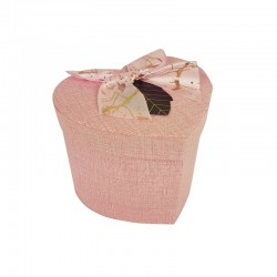 Petite boîte cadeaux coeur rose avec noeud ruban marbré doré 12.5x14.5x11.5cm