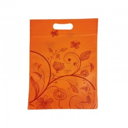 12 poches non-tissées de couleur orange imprimé fleurs des champs 25x33cm
