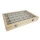 Mallette gemmologie à petits casiers en bois et en coton beige - 17085