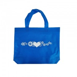 12 sacs cabas intissés bleus motifs fleurs avec soufflet 36+10x32cm - 15099
