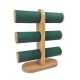 Porte bracelets à 3 niveaux en bois et suédine vert émeraude