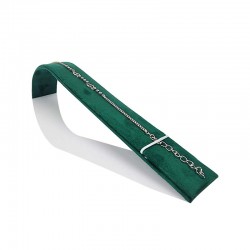 Présentoir toboggan pour bracelet en suédine vert émeraude
