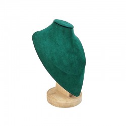 Buste en bois et suédine vert émeraude 23cm
