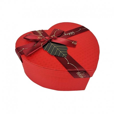 Grande boîte cadeaux en forme de coeur couleur rouge 18x21x9cm
