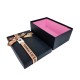 Petite boîte cadeaux noire avec ruban rose doré 11.5x18.5x7cm