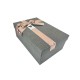 Boîte cadeaux grise avec ruban rose doré 20x13x8cm