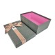 Boîte cadeaux grise avec ruban rose doré 20x13x8cm