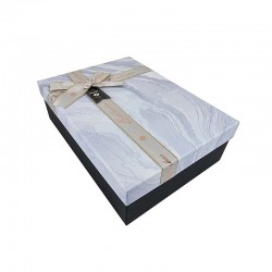 Boîte cadeaux bicolore marbré noir et bleu 26x19x8cm