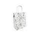 12 minis sacs cadeaux papier kraft blanc marbré motif doré 12x7x17cm