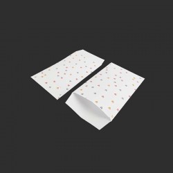 100 pochettes cadeaux blanches 7x13cm motif petits cœurs