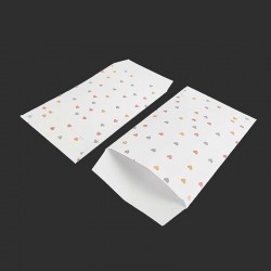 50 grandes pochettes cadeaux blanches motif petits cœurs 21x29cm
