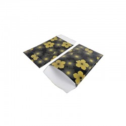 100 petits sachets cadeaux papier noir 6x10cm motif de fleurs