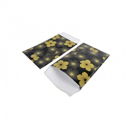 100 pochettes cadeaux noires 7x13cm motif de fleurs