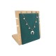 Petit présentoir bijoux pour chaînes en bois et suédine vert émeraude