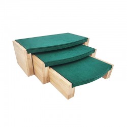 3 tables gigognes en bois et suédine vert émeraude