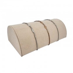 Support bracelets demi cylindre en suédine beige