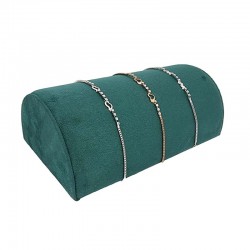 Support bracelets demi cylindre en suédine vert émeraude
