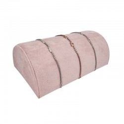Support bracelets demi cylindre en suédine rose