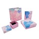 6 petits sacs cadeaux motif marbré rose et bleu 11x6x12cm