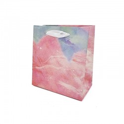 6 petits sacs cadeaux motif marbré rose et bleu 11x6x12cm - 12245