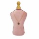 Grand porte collier en forme de buste couturière en velours rose poudré