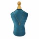 Grand porte collier en forme de buste couturière en velours bleu canard